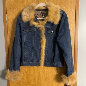 Jean Jacket with Fox Trim